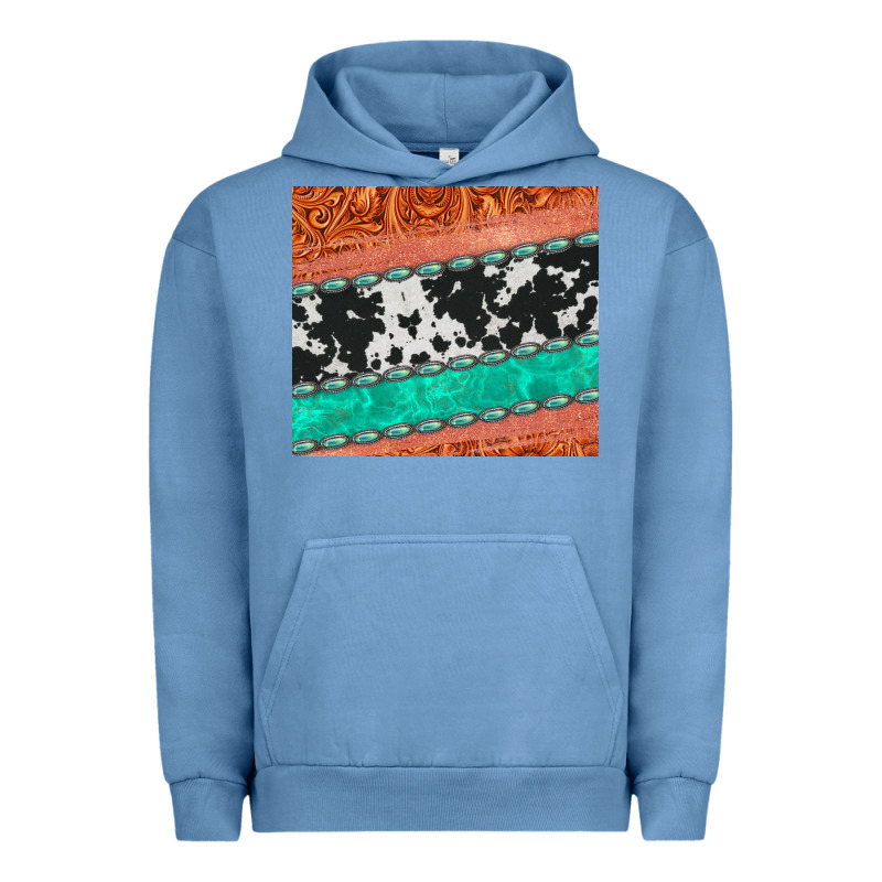Western Turquoise Gemstone Cowhide  Leather Tumbler Urban Hoodie by Jasminsmagicworld | Teevron