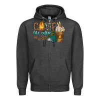 Charcoal Heather camp life coffee with coffee cup Zipper Hoodie - texasbilliewilder