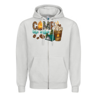 Dove Grey camp life coffee with coffee cup Zipper Hoodie - texasbilliewilder