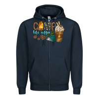 Navy camp life coffee with coffee cup Zipper Hoodie - texasbilliewilder
