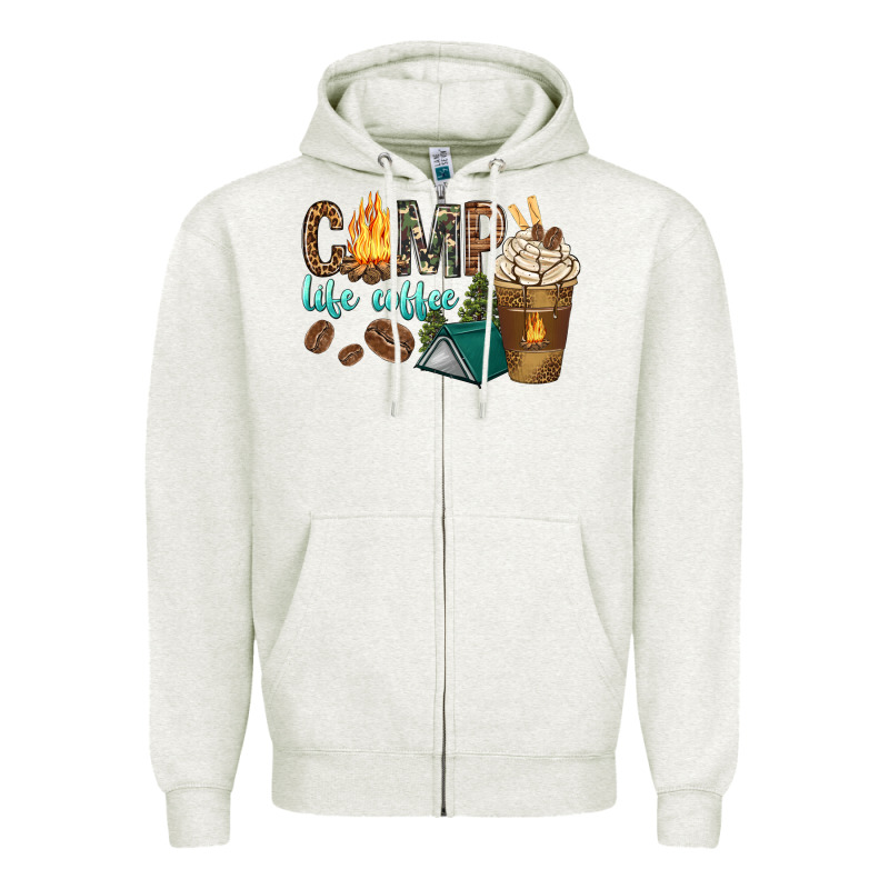 Camp Life Coffee With Coffee Cup Zipper Hoodie by texasbilliewilder | Teevron