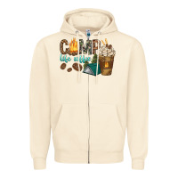 Sandshell camp life coffee with coffee cup Zipper Hoodie - texasbilliewilder