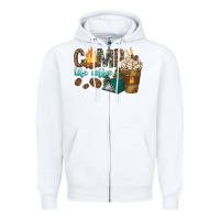 White camp life coffee with coffee cup Zipper Hoodie - texasbilliewilder
