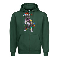 Sports Green Pitbull With Christmas Lights Zipper Hoodie - RanaPortraitStore
