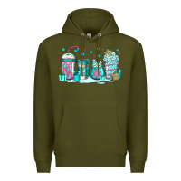 Army Green winter Christmas tree cakes coffee Premium Hoodie - Jasminsmagicworld