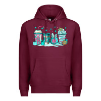 Burgundy winter Christmas tree cakes coffee Premium Hoodie - Jasminsmagicworld