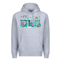 Heather Grey winter Christmas tree cakes coffee Premium Hoodie - Jasminsmagicworld
