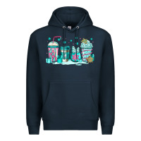 Navy winter Christmas tree cakes coffee Premium Hoodie - Jasminsmagicworld