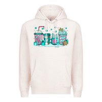 Pale Pink winter Christmas tree cakes coffee Premium Hoodie - Jasminsmagicworld