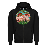 Black Christmas Pigs Zipper Hoodie - RanaPortraitStore