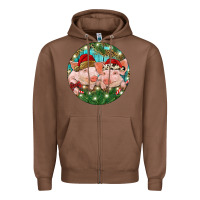Chestnut Christmas Pigs Zipper Hoodie - RanaPortraitStore