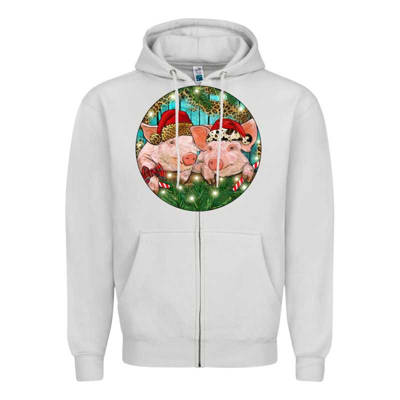 Christmas Pigs Zipper Hoodie by RanaPortraitStore | Teevron