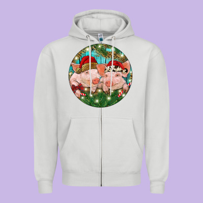 Zipper Hoodie Christmas Pigs