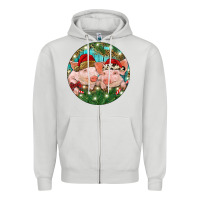 Dove Grey Christmas Pigs Zipper Hoodie - RanaPortraitStore
