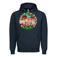 Navy Christmas Pigs Zipper Hoodie - RanaPortraitStore