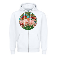 White Christmas Pigs Zipper Hoodie - RanaPortraitStore