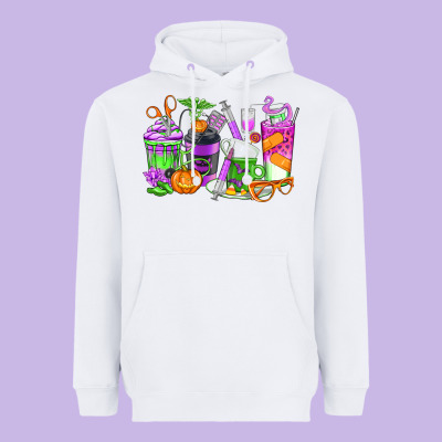 Halloween Nurse Coffee Cups Heavyweight Hoodie Designed By Texasbilliewilder