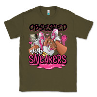 Army Green Obsessed with sneakers pink afro woman Classic Tee - RanaPortraitStore