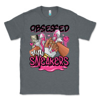 Charcoal Heather Obsessed with sneakers pink afro woman Classic Tee - RanaPortraitStore