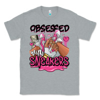Heather Grey Obsessed with sneakers pink afro woman Classic Tee - RanaPortraitStore