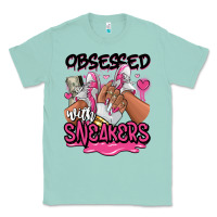 Seafoam Obsessed with sneakers pink afro woman Classic Tee - RanaPortraitStore