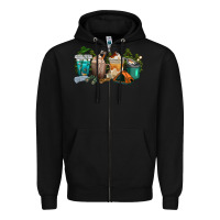 Black camping coffee cups Zipper Hoodie - texasbilliewilder