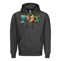 Charcoal Heather camping coffee cups Zipper Hoodie - texasbilliewilder