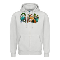 Dove Grey camping coffee cups Zipper Hoodie - texasbilliewilder