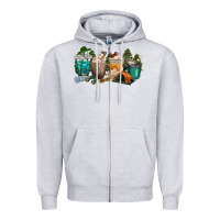 Heather Grey camping coffee cups Zipper Hoodie - texasbilliewilder