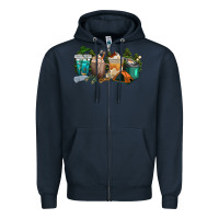 Navy camping coffee cups Zipper Hoodie - texasbilliewilder