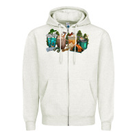 Oatmeal Heather camping coffee cups Zipper Hoodie - texasbilliewilder