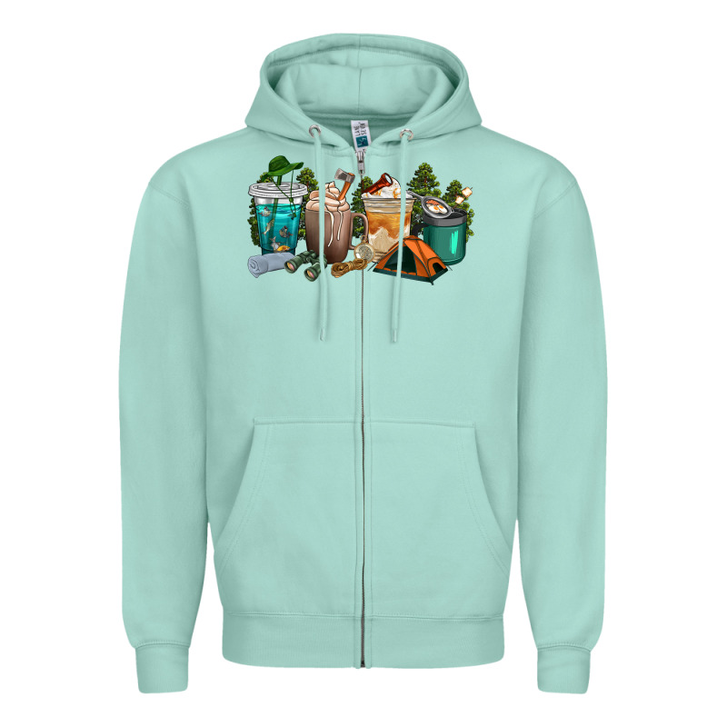 Camping Coffee Cups Zipper Hoodie by texasbilliewilder | Teevron