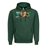Sports Green camping coffee cups Zipper Hoodie - texasbilliewilder