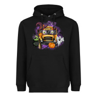 Black Halloween School Bus Heavyweight Hoodie - texasbilliewilder