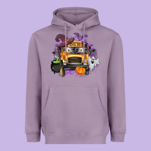 Halloween School Bus Heavyweight Hoodie Designed By Texasbilliewilder
