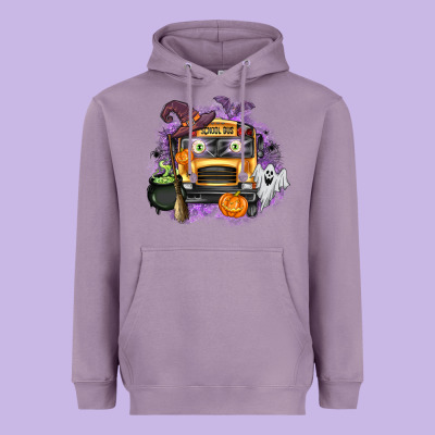 Halloween School Bus Heavyweight Hoodie Designed By Texasbilliewilder
