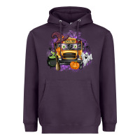 Plum Halloween School Bus Heavyweight Hoodie - texasbilliewilder