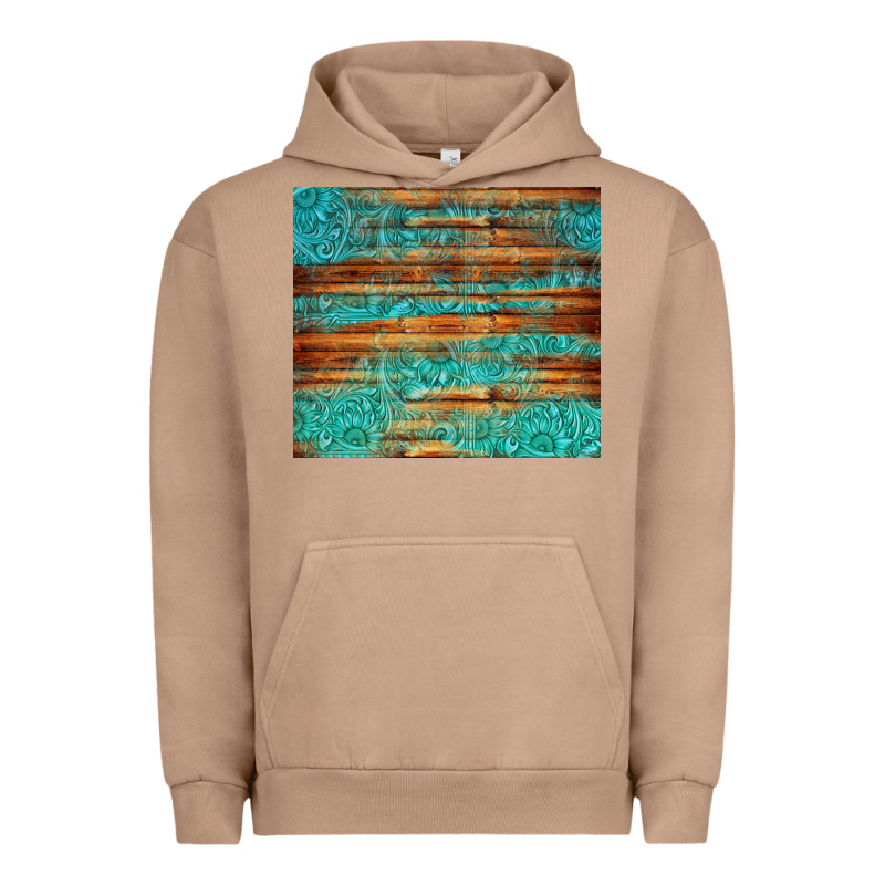 Turquoise  Leather And Wooden Pattern Tumbler Urban Hoodie by Jasminsmagicworld | Teevron