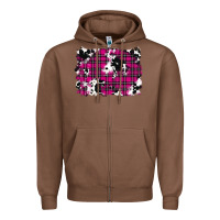 Chestnut Pink Christmas Plaid Cowhide Pattern Background Zipper Hoodie - RanaPortraitStore