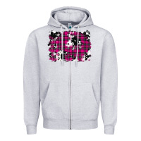 Heather Grey Pink Christmas Plaid Cowhide Pattern Background Zipper Hoodie - RanaPortraitStore