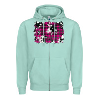 Seafoam Pink Christmas Plaid Cowhide Pattern Background Zipper Hoodie - RanaPortraitStore