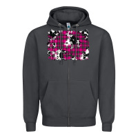 Smoke Pink Christmas Plaid Cowhide Pattern Background Zipper Hoodie - RanaPortraitStore