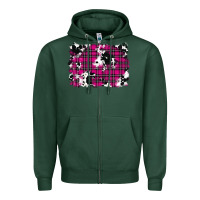 Sports Green Pink Christmas Plaid Cowhide Pattern Background Zipper Hoodie - RanaPortraitStore