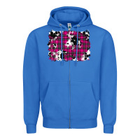 True Royal Pink Christmas Plaid Cowhide Pattern Background Zipper Hoodie - RanaPortraitStore