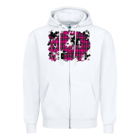 White Pink Christmas Plaid Cowhide Pattern Background Zipper Hoodie - RanaPortraitStore
