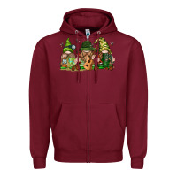 Burgundy camping gnomies Zipper Hoodie - texasbilliewilder
