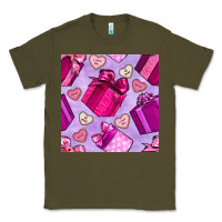Army Green valentines day gift box and cookie seamless pattern Classic Tee - BundleAndBundleShop