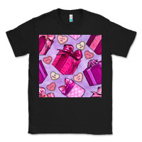 Black valentines day gift box and cookie seamless pattern Classic Tee - BundleAndBundleShop