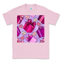 Bubblegum Pink valentines day gift box and cookie seamless pattern Classic Tee - BundleAndBundleShop