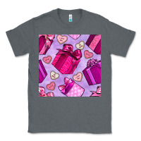 Charcoal Heather valentines day gift box and cookie seamless pattern Classic Tee - BundleAndBundleShop